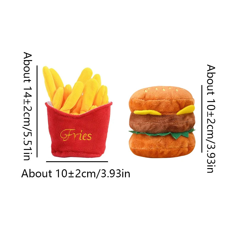 SnackStack Plush Duo™ Burger & Fries Squeaky Dog Toy Set | Dog Paw Clothing™