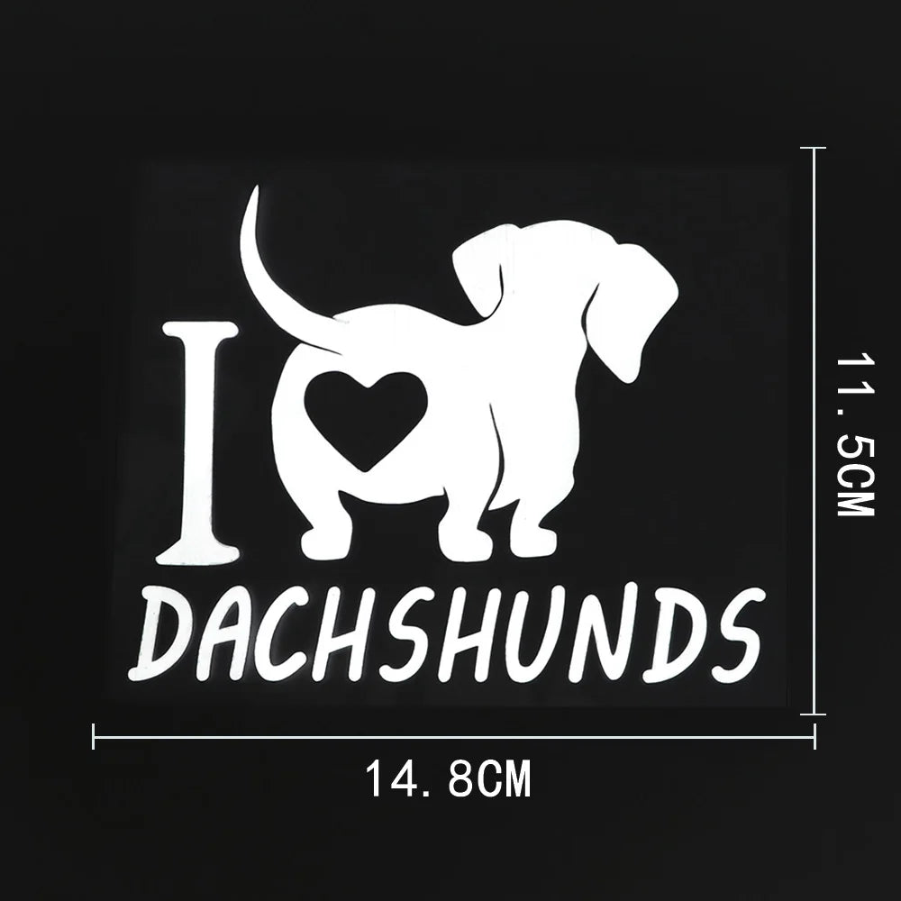 14.8CMX11.5CM Fun I love Dachshunds Vinyl Animal Car Sticker Decal Black/Silver for Dodge sticker