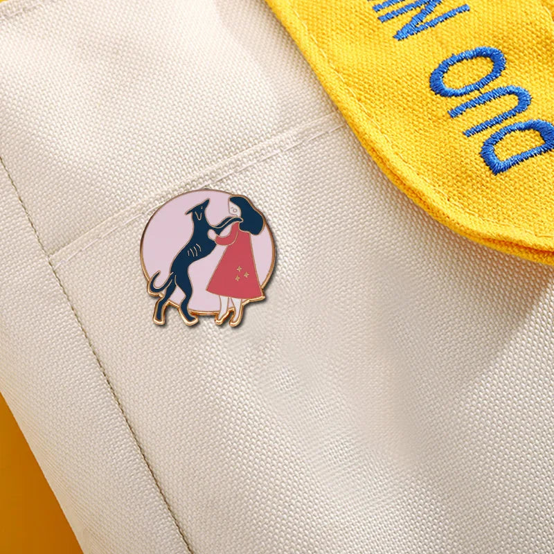 KindredPaws Pin™ Girl and Dog Enamel Pin | Dog Paw Clothing™