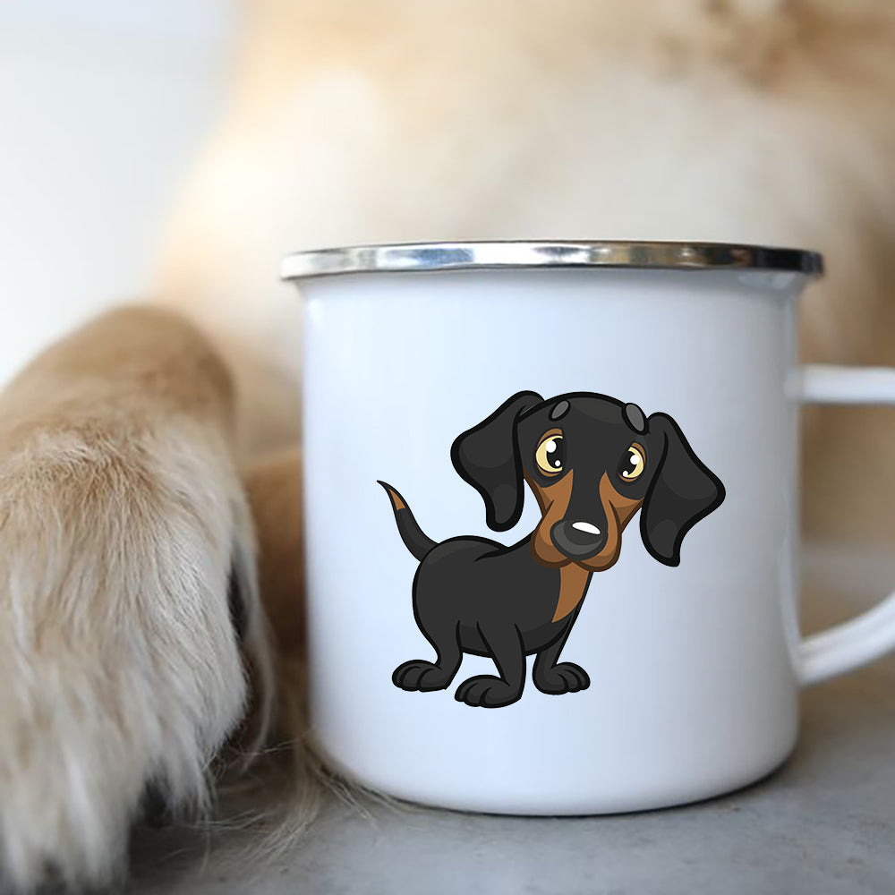 the DACHSHUND BREW BUDDY MUG - I Love Dachshunds Dog Enamel Coffee Mugs, Camping Picnic Bonfire Party Beer Drink Juice Cola Cups, Outdoor Travel Cocoa Water Mug