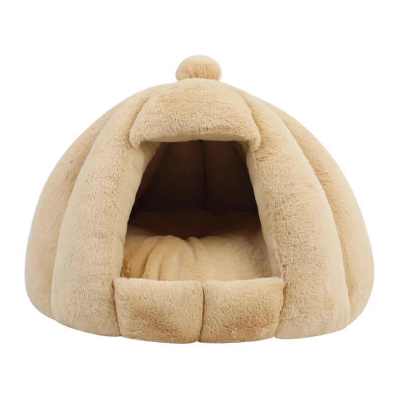 Winter Dog Bed Kennel Small Medium Semi-closed Yurt Rabbit Plush Warm Cat Pet Kennel