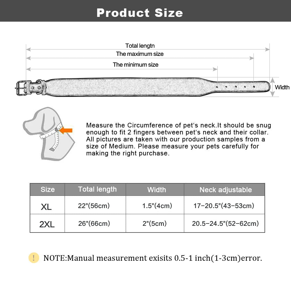 the GENTLE TITAN COLLAR - Wide Leather Dog Collar, Large Soft Padded Pet Dog Collars for Medium/Large Dogs, Pitbull German Shepherd Bulldog XL 2XL