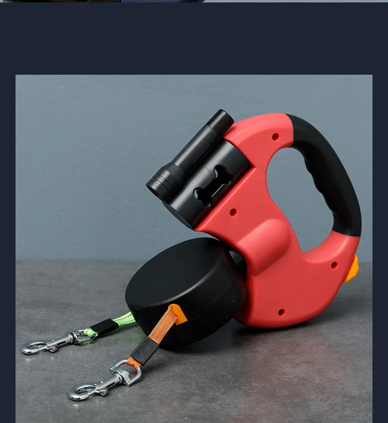 the NO-TANGLE LIGHTPATH LEASH - Premium 3M Retractable Double Dog Leash for Small Dogs, Reflective 360 Swivel No Tangle Walking Pet Lead with LED Lights