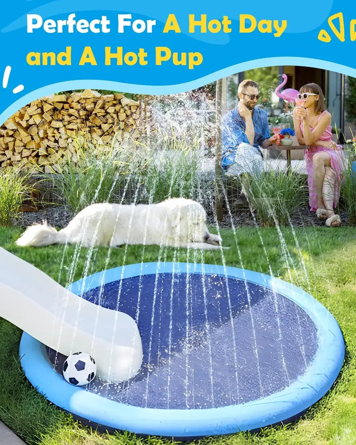 Dog Cool Toys Splash Pad for Dogs Anti-Slip Pool for Large Dogs Thickened Durable Outdoor Water Play Mat Summer Sprinkler Toy