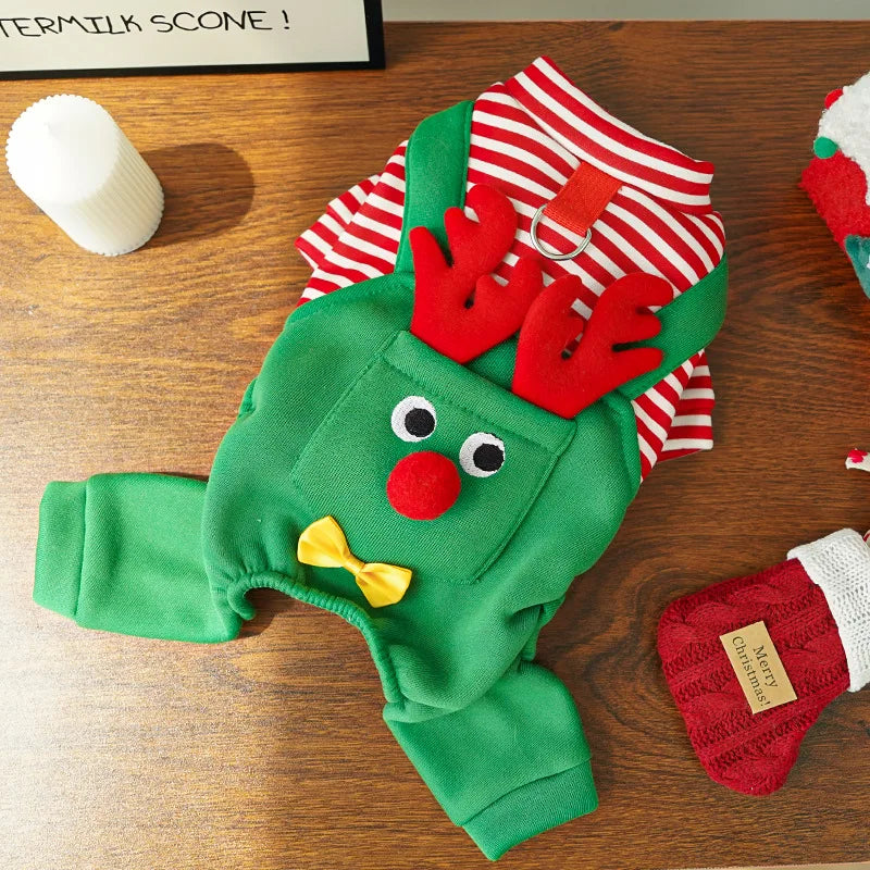 the JINGLEPAW CHRISTMAS VEST - Merry Christmas Pet Clothes, Dog Coat, Cat Clothing, Xmas Puppy Cosplay Santa Tree Costume, Happy Festival Coat