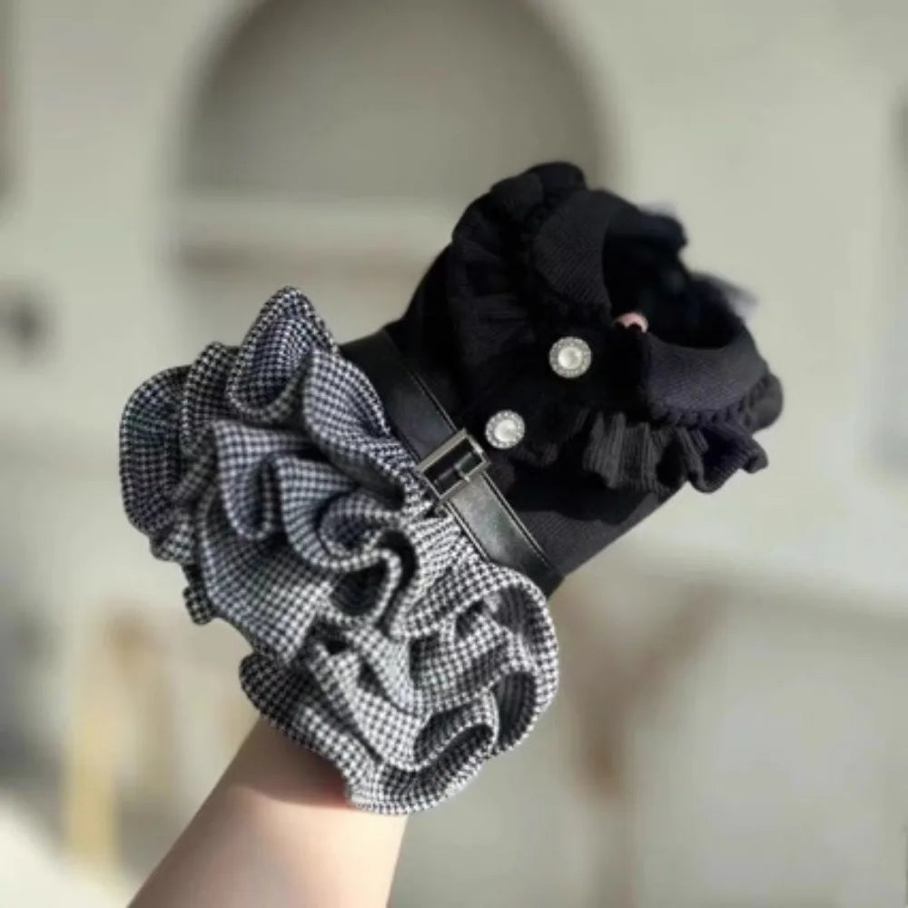 Autumn and Winter Pet Woolen Coat Cute Plaid Cake Dress Small Dog Teddy Clothes Dog Dresses for Small Dogs Puppy Clothes