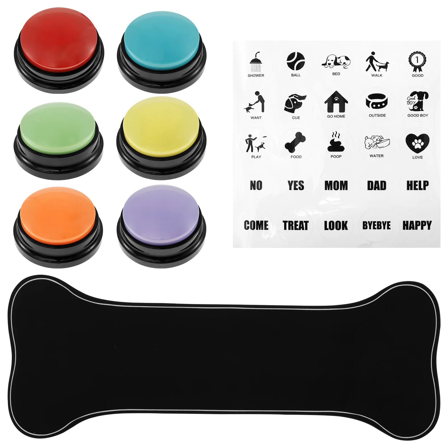 4/6 Pcs Dog Communication Buttons with Nonslip Mat Voice Recording Button for Pet Training Buzzer 30 Second Record Playback