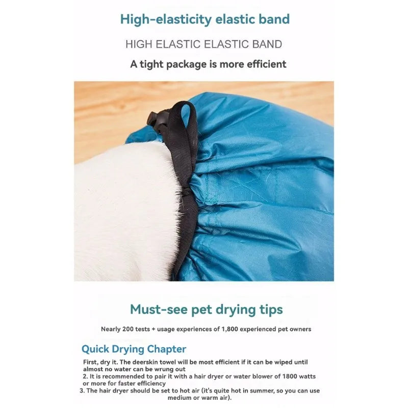 the DRYPAW QUICK-DRY BAG - Silver-Coated Oxford Cloth for Dogs, Pet Drying Bag - Quick Dry Bathing Accessory for Small to Large Breeds
