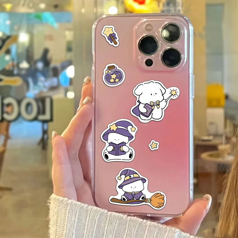 8PCS Happy Little White Dog Guka Stickers DIY Phone Cases Handbooks Decorative Cartoon Waterproof Stickers