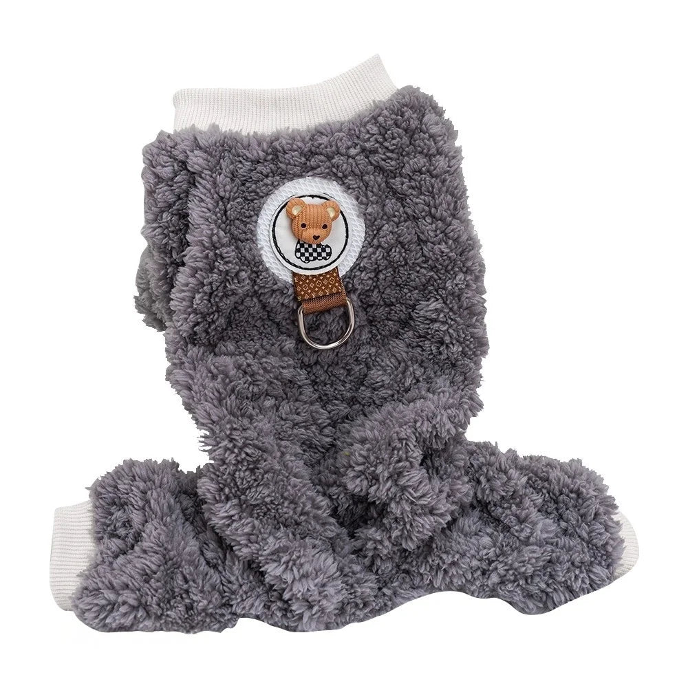 Dog Pajamas Winter Plush Onesie, Warm Puppy Jumpsuit Cozy Costume for Cats Small Dogs Rabbit Guinea Pig Hamster Clothes