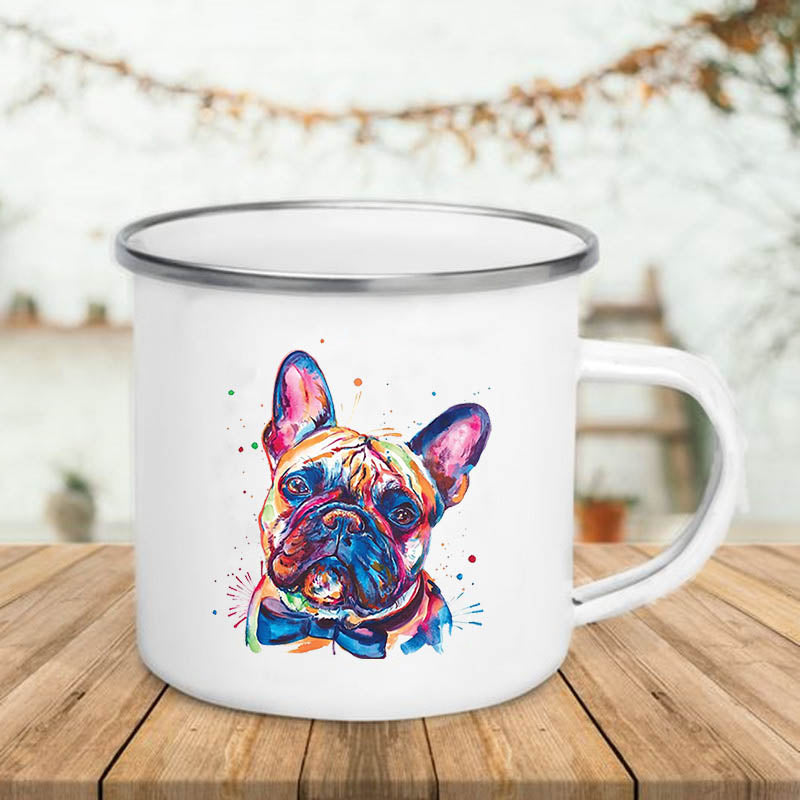 the PAW-ART DOG CUP - Watercolor Dog Printed Creative Coffee Cup, Drinks Wine Beer Juice Milk Cups, Camping Mug, Handle Enamel Mugs, Gifts for Lover Dogs