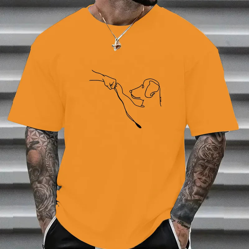 the FIST PUMP PAW PUMP - New for Men 100% Cotton Casual Sports Loose Fit Funny Dog First Print Round Neck Short Sleeved T-Shirt Top