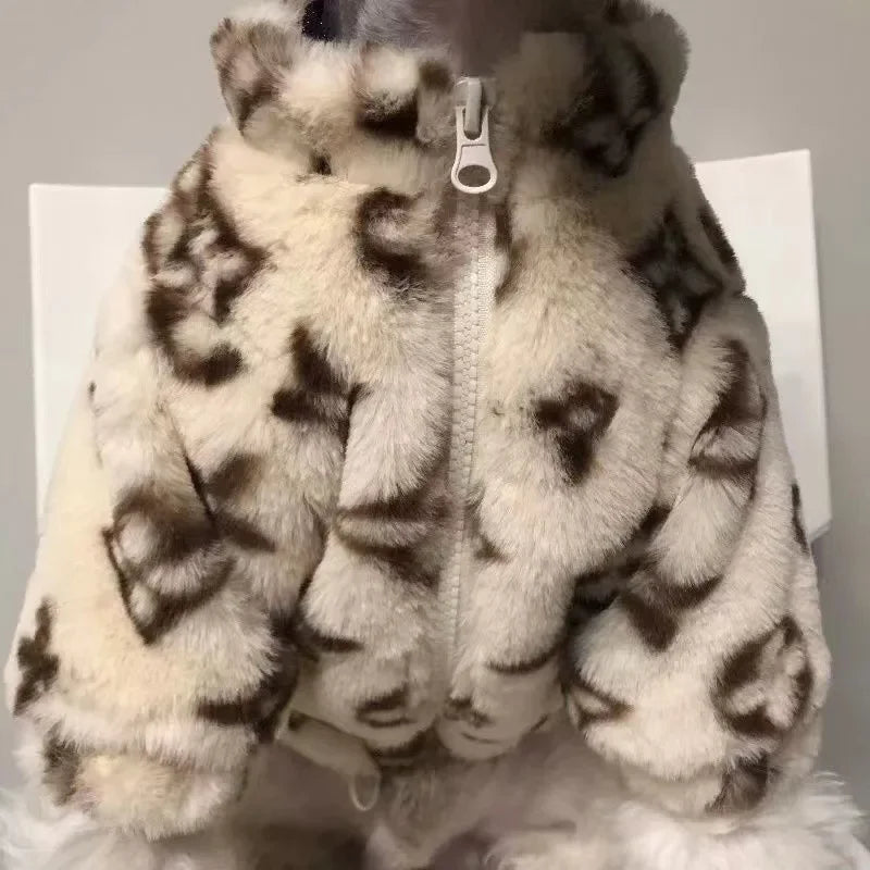 Winter Warm Dogs Coat Leopard Print Small Breed Dogs Clothes Fancy Luxury Coats Puppy Female Schnauzer Pet Clothing Supplies