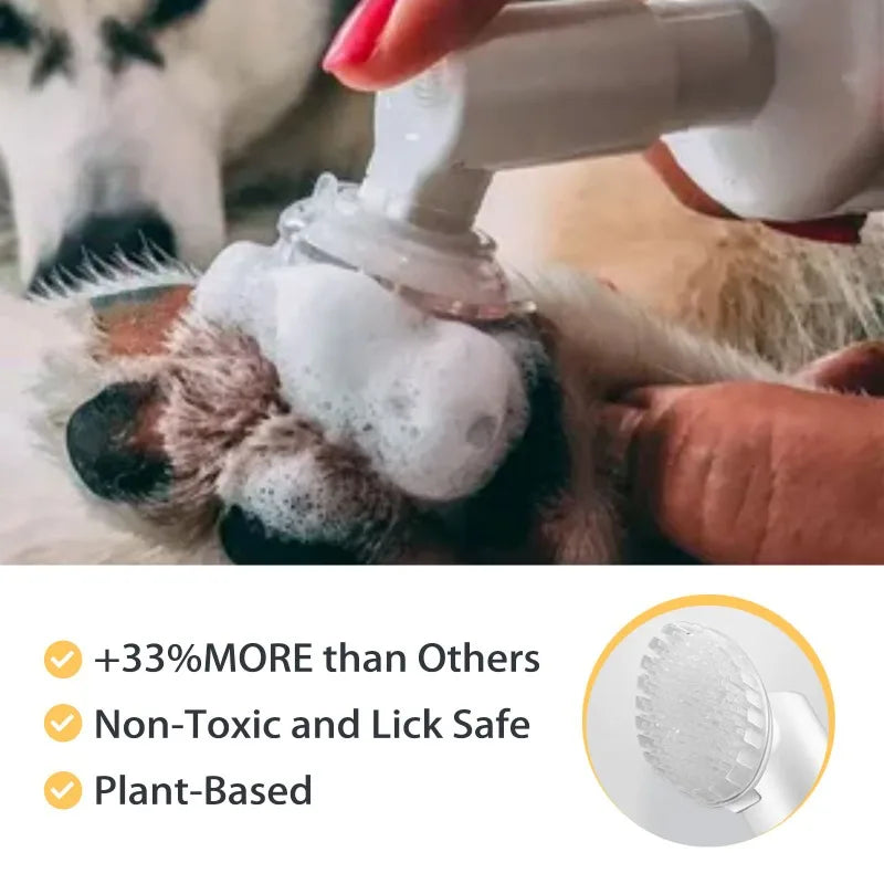 the PAW CLEANER - Dog/Cat Feet Cleaner, Pet Foot Cleaner, Foam Rinse-Free Puppy Paw Cleaner, Foam for Cute Cats for Foot Cleaning, Silicone Brush