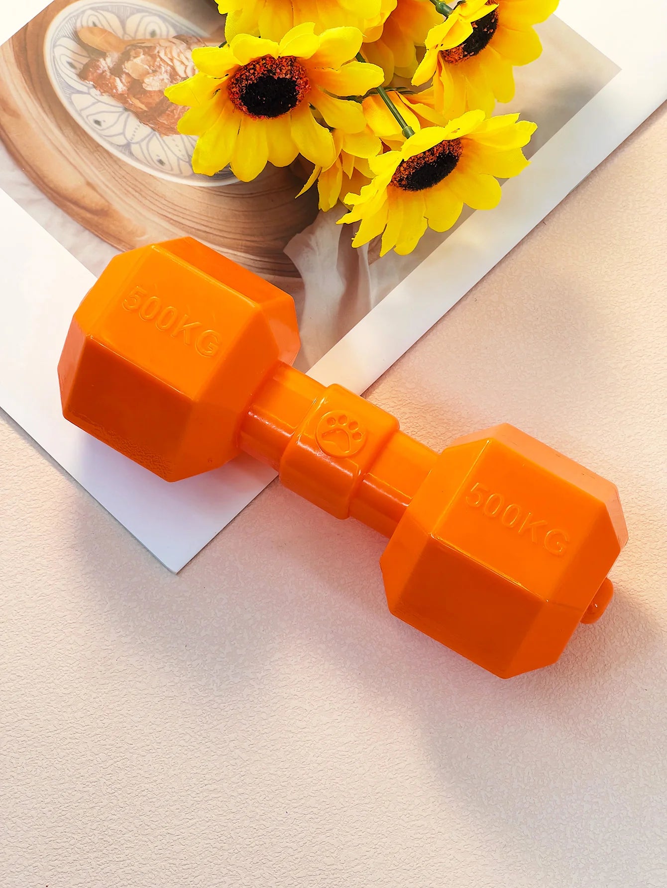 BarbellBite Trainer™ | Durable TPR Barbell Dog Chew Toy | Dog Paw Clothing
