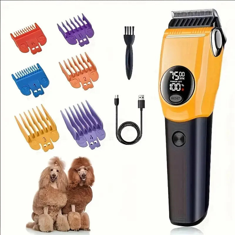 the TRIMMASTER PRO CLIPPER - Pet Clipper - Professional Dog Hair Trimmer, Cat/Dog Grooming Shaver 7500/min LED, Suitable for Large, Medium, and Small Pets Trimmers