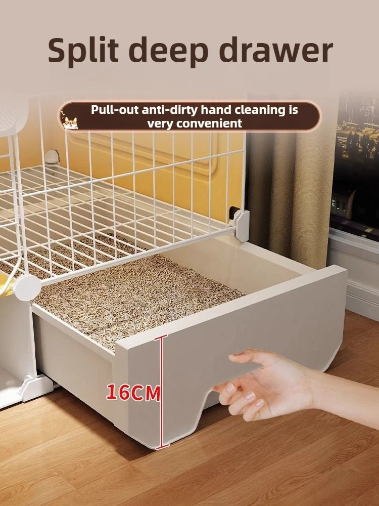 the PUPPY VILLA - Indoor Small Teddy Dog Cage, Toilet Bichon Dog Houses, Bed Anti Jailbreak Household Puppy Villa, Integrated Breathable Pet Kennel