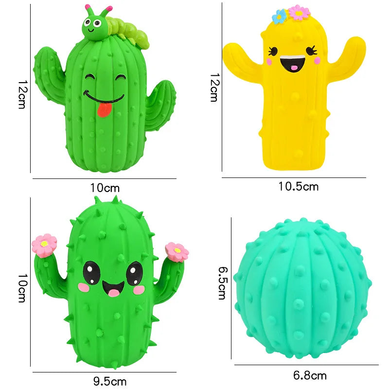 the CACTUS CRUNCH CHEW TOY - Cute Cactus Squeaky Pet Dog Interactive Chew Toy, Puppy Bite Resistant Thorn Tooth Cleaning Toy, Molar Chew Toys for Dogs, Supplies