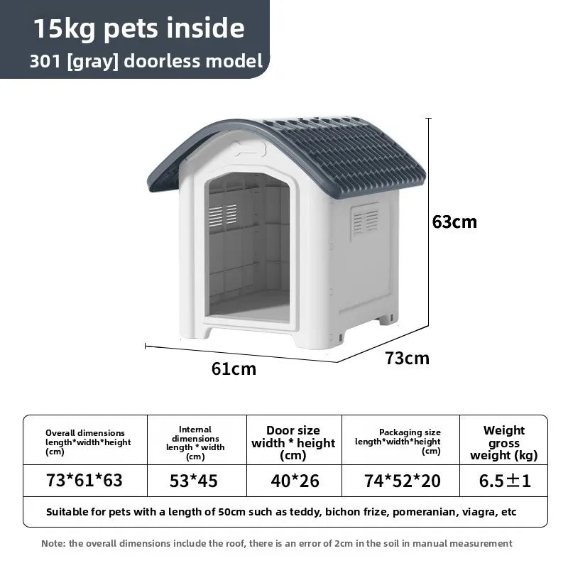 the IN THE DOGHOUSE - Large Waterproof Outdoor Doghouse - Detachable & Washable Dog Cage for Medium/Large Breeds, All-Weather Shelter