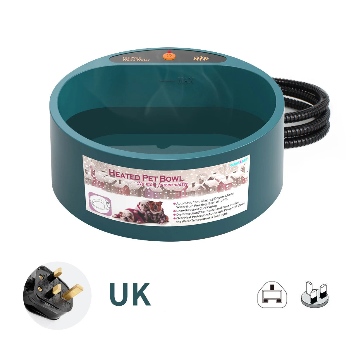 Heated Pet Bowl Intellectual Temperature Control 2.2L Heated Dog Bowl Winter Bird Bath Heater Dish Thermal Water Bowl for Dogs