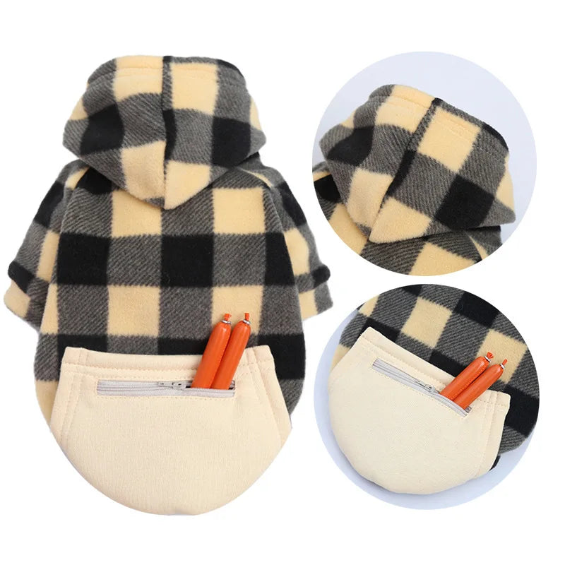 Autumn and Winter Warm Pockets Zipper Small Medium and Large Dog Clothes Pet Cat Teddy Bathroom Clothing Supplies