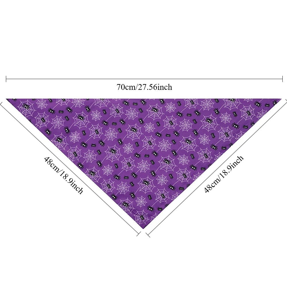the HOWL-O-WEEN SCARFS - Adjustable Chic Pet Bandana with Bow Tie - Polyester Triangle Scarf & Drool Bib for Small to Large Dogs, Perfect for Halloween