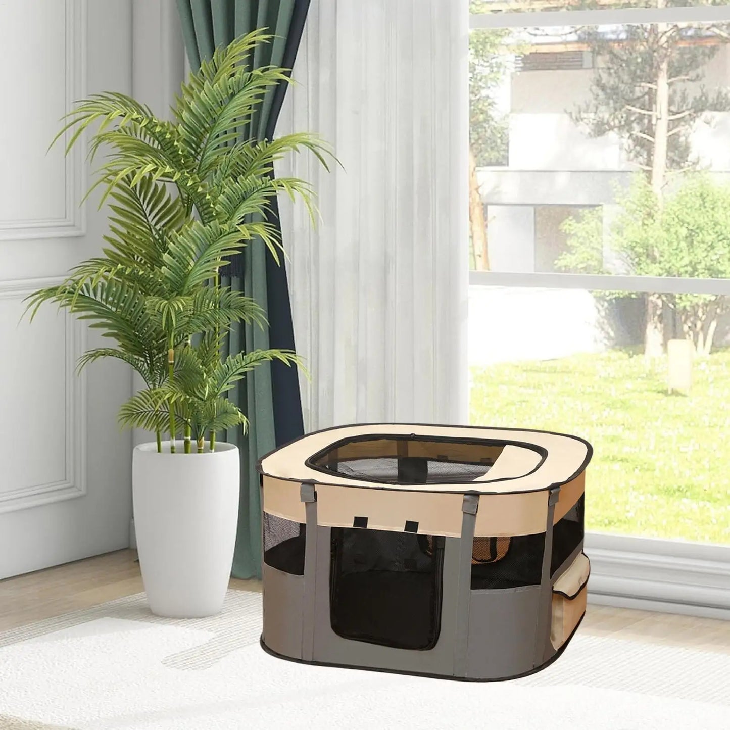 the MESH CARRIER - Pet Fence Dog Enclosure, Foldable Puppy Playpen, Portable Pet Tent, Large Enclosure Summer Pet Tent for Outdoor/Indoor