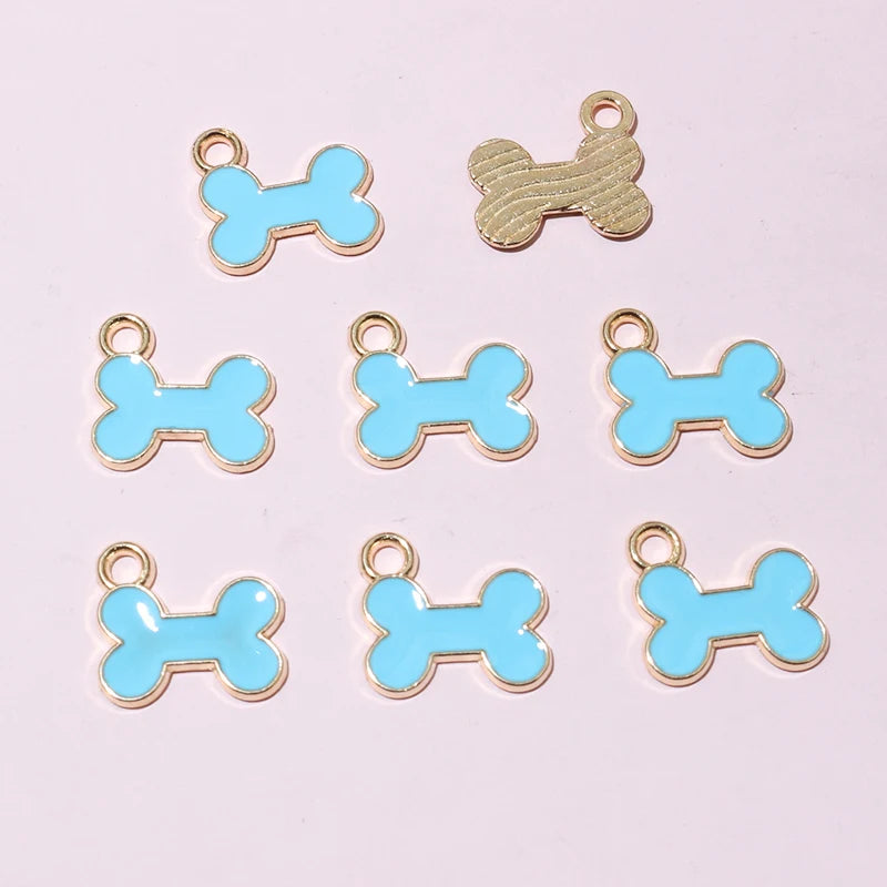 20pcs 12x13mm Enamel Bone Charms Pendant Small Cute DIY Jewelry Making Accessories for Bracelet Earrings Keychains