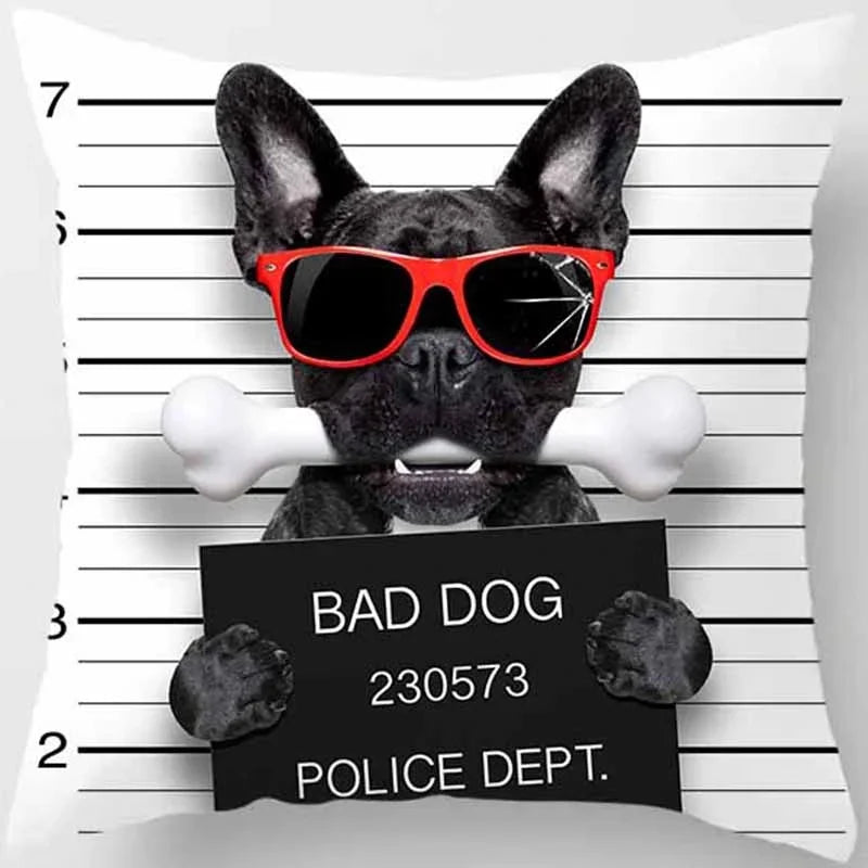 Funny Cartoon Dog Print Pillowcase Home Decor Car Sofa Cushion Cover (45cm*45cm)