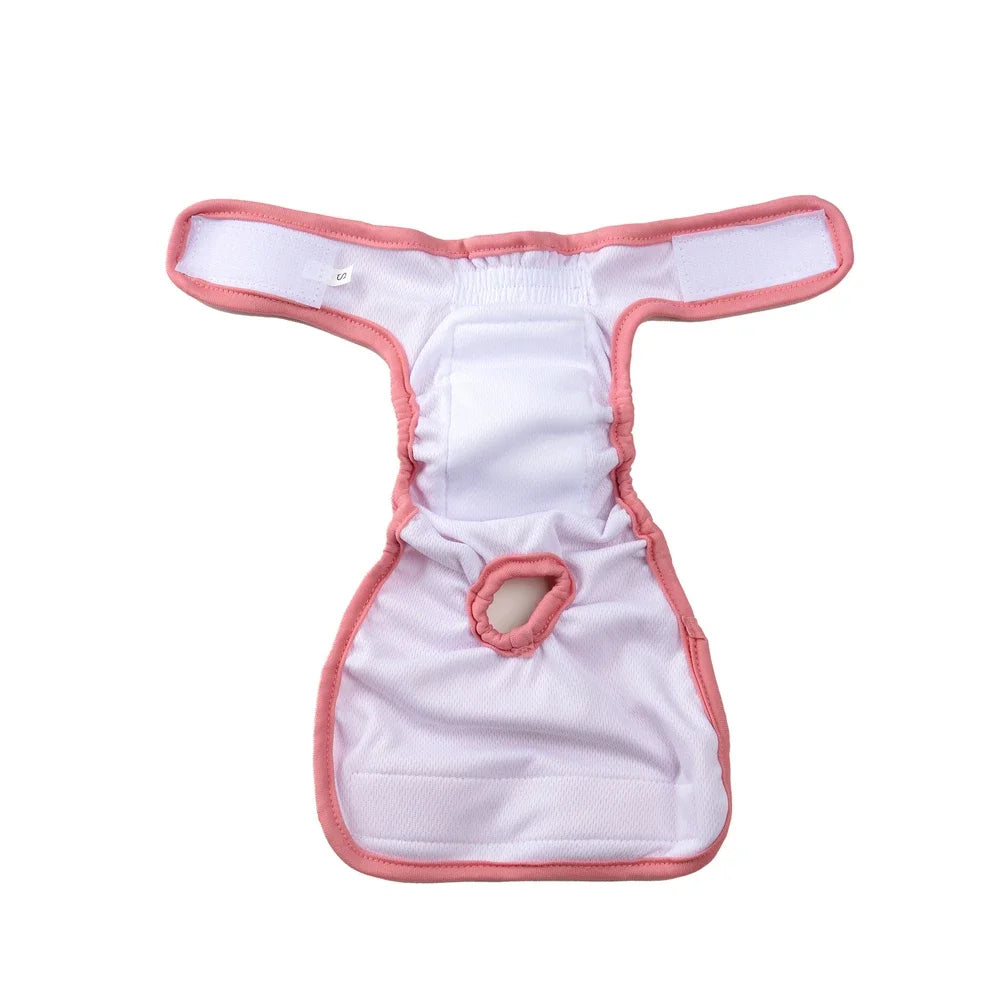 3pcs Female Dog Diapers Washable Reusable Doggie Puppy Nappies Physiological Pants Cute Adjustable Pet Sanitary Panties Short
