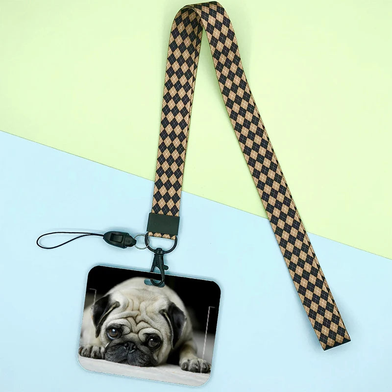 Cat and dog pattern Bank Credit ID Card Student Bus Card Holders Storage Protective Shell Pendant