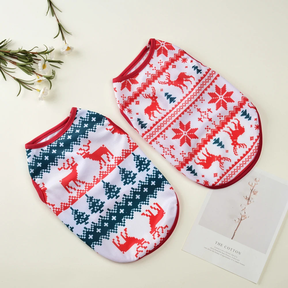 the DEER DREAMS SOFT PET VEST - Cozy Puppy Clothes, Christmas Holiday Soft Pet Vest for Small/Medium Dogs/Cats, Breathable Deer Print Costumes, Yorkshire, Chihuahua