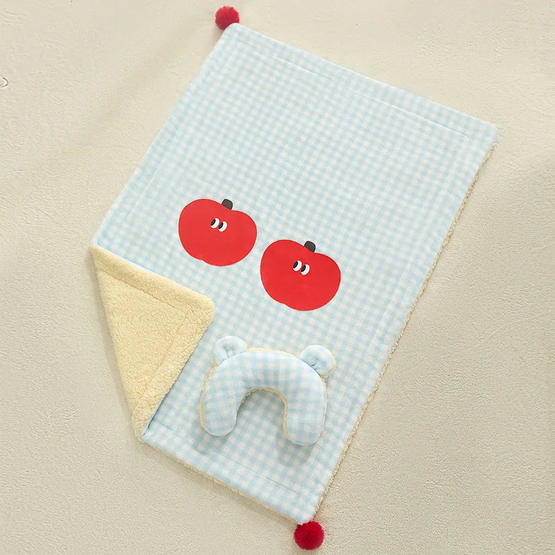 2pcs/set New Style Pet Sleeping Pad Winter Dog Blanket Cat Cushion Universal Comfortable Dog Quilt with Pillow Pet Supplies