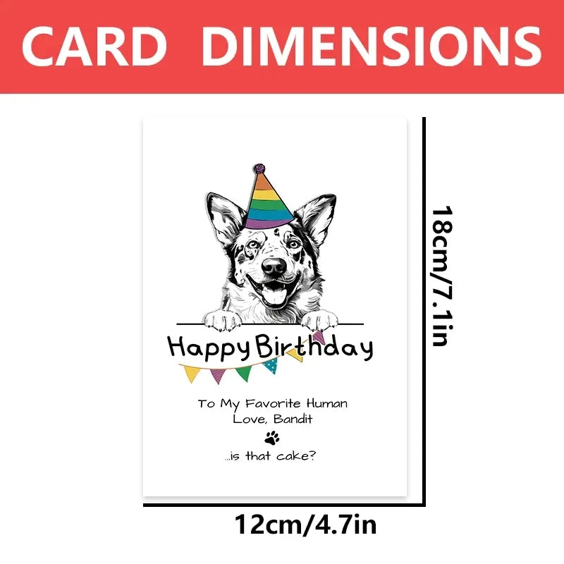the MY FAVORITE HUMAN - 1PC Birthday Cards, Australian Bulldog Birthday Cards, Personalized Cards, Dog Lovers, To the Husband, To the Wife, Flags.