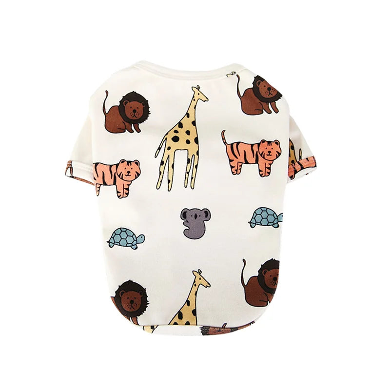 Spring Summer Pet Vest Breathable Cartoon Print Pet T-shirt for Small Medium Dogs Cats Puppy Clothes Chihuahua Bichon Costume