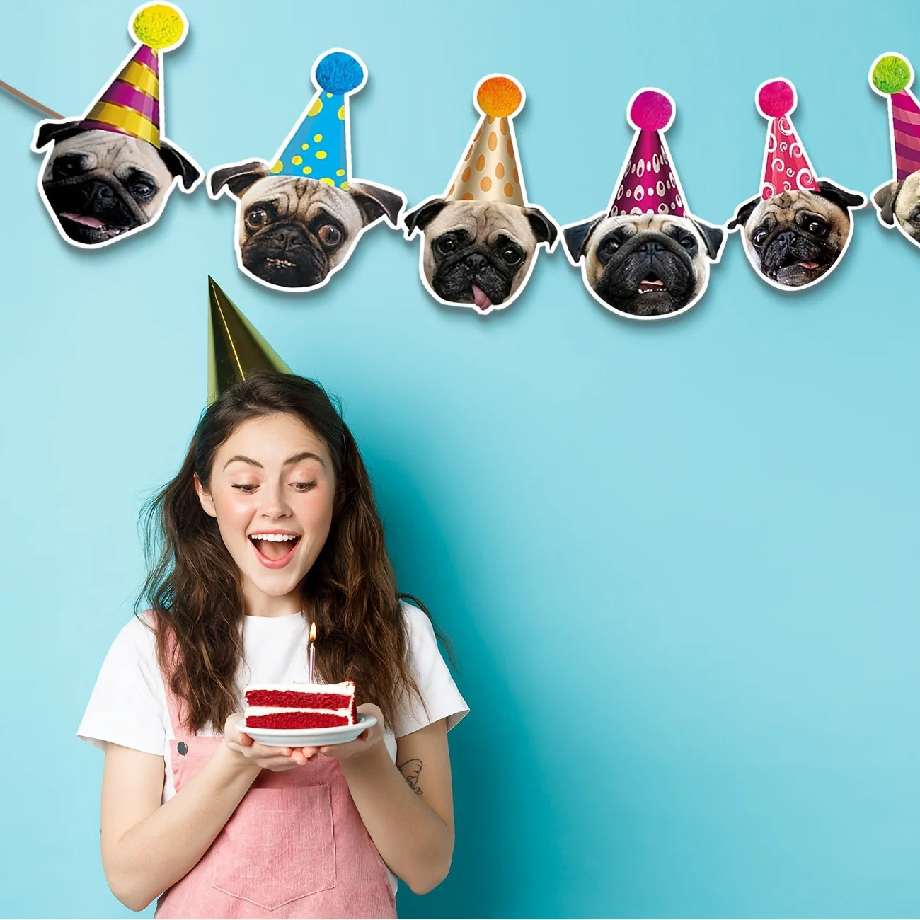 Pug Birthday Garland, Pug Dog Birthday Banner, Pug Bday Party Decoration for Pug Lovers
