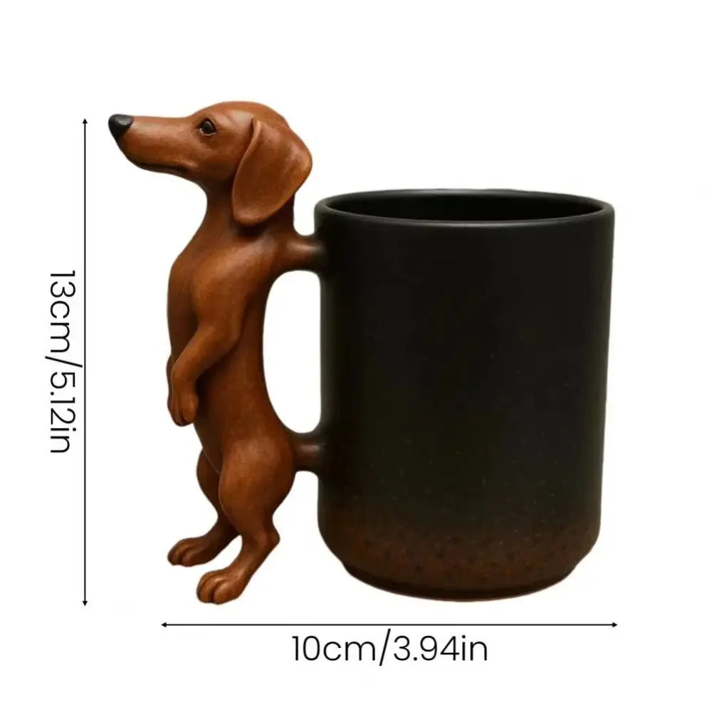 the PAWPUP 3D MUG - with Handle Dachshund Coffee Mug, Puppy Design Adorable Puppy Decoration 3D Animal Mug, Handcrafted Dog Lovers Drinkware