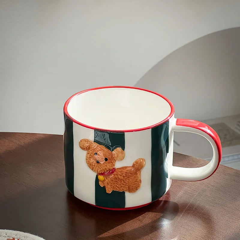 the PAWHAPPY PUP CUP - Cartoon Dog Ceramic Mug, Animal Shape Kids Breakfast Milk Mugs/Coffee Cup, Kawaii Cups, Birthday Gift, Cup Tumbler