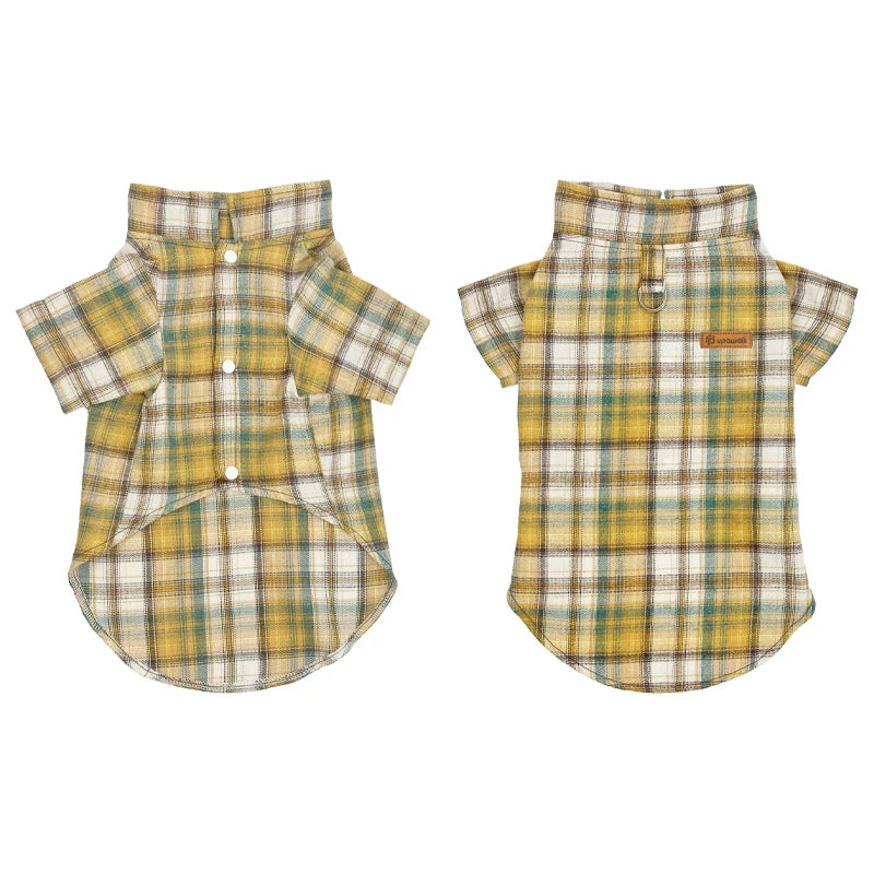 British Style Cat Dog Shirt Spring Summer Pet Clothes with D-ring for Small Dogs Cats Shiba Inu Corgi Puppy Clothing Outfits