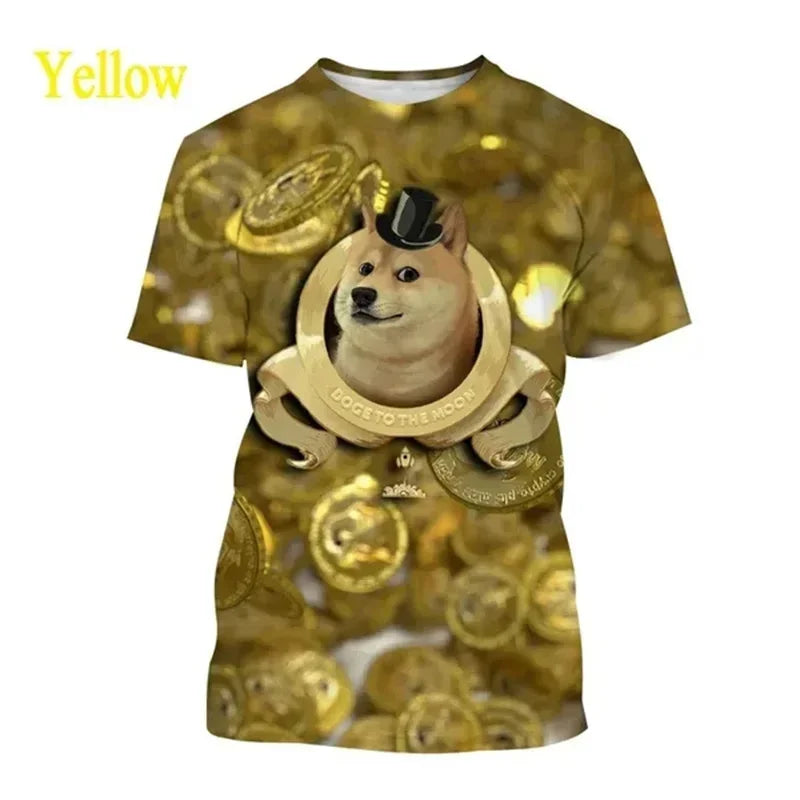 the GALAXY SPACE DOGS - Astronaut Dog Dogecoin Graphic T-Shirt for Men, Clothing Fashion Meme Cheems Fan T-Shirt, Casual 3D Shiba Inu Printing Tee Tops