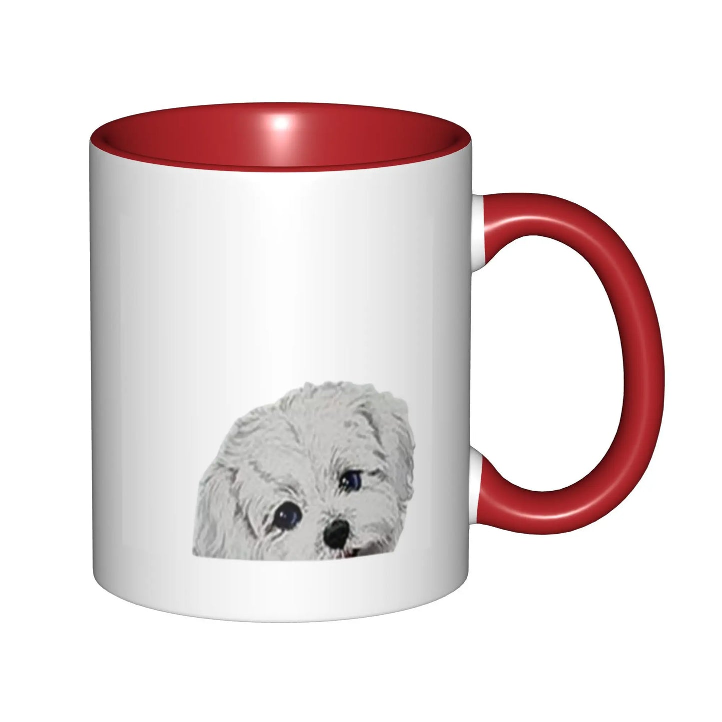 the FURRY MALTESE BREW MUG - Maltese Dog Mugs with Black Handle, Birthday Coffee Mugs, Ceramic Teacups 11oz