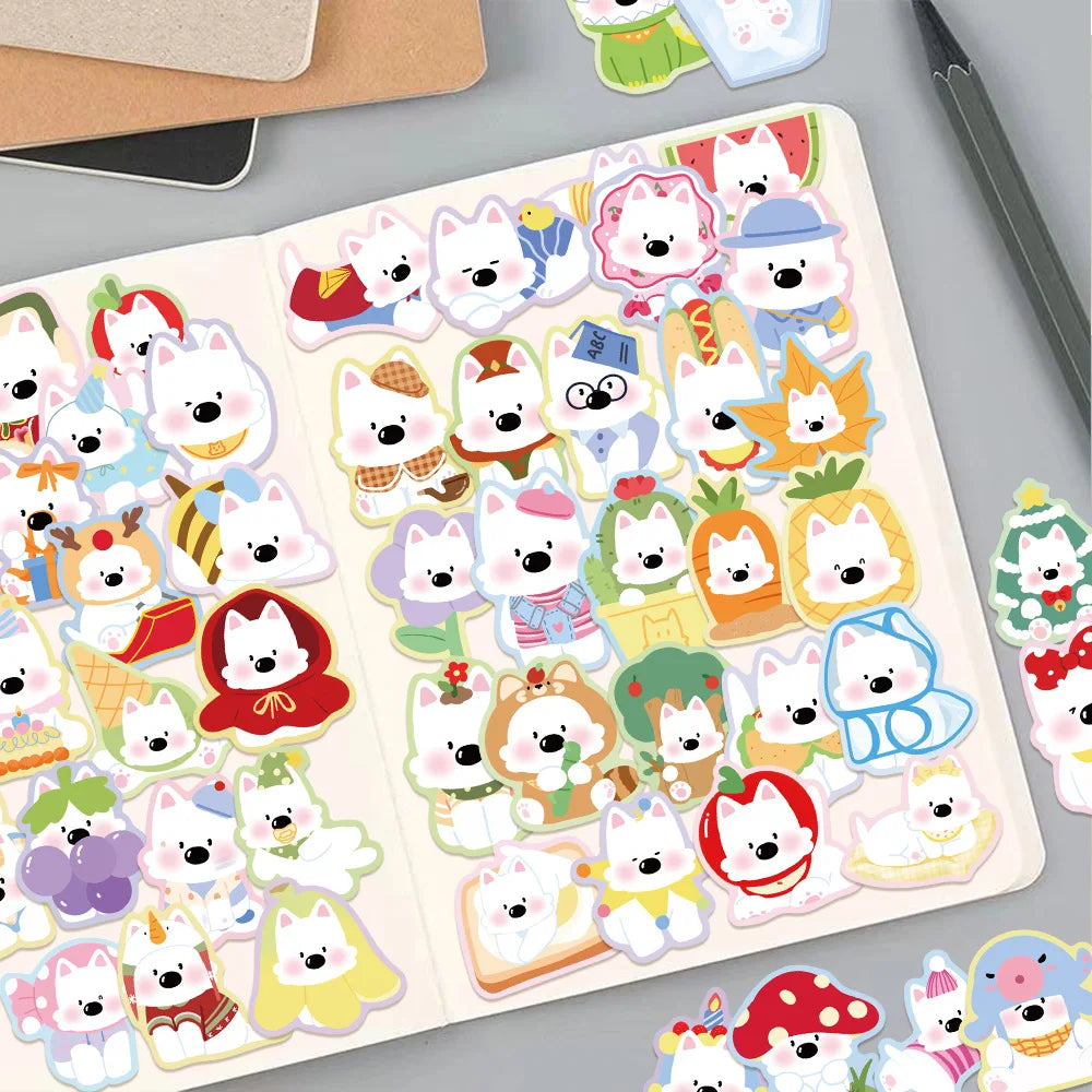 50PCS Cute West Highland White Terrier Dog Stickers DIY Stickers Scrapbooking Phone Luggage Skateboard Waterproof Graffiti Decal