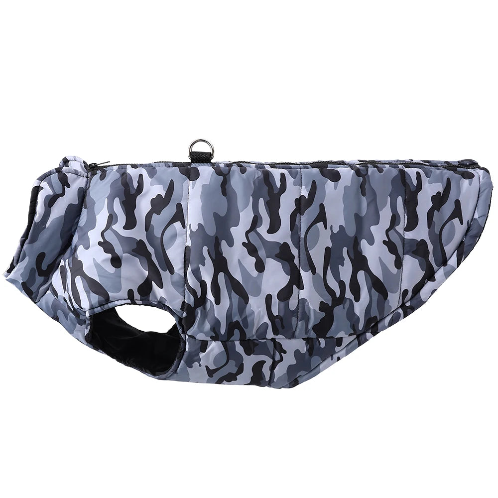 Winter Warm Big Dog Clothes Camouflage Sleeveless Pet Vest Jacket Windproof Large Dog Coat Zipper D-ring 4XL-6XL Puppy Outfits