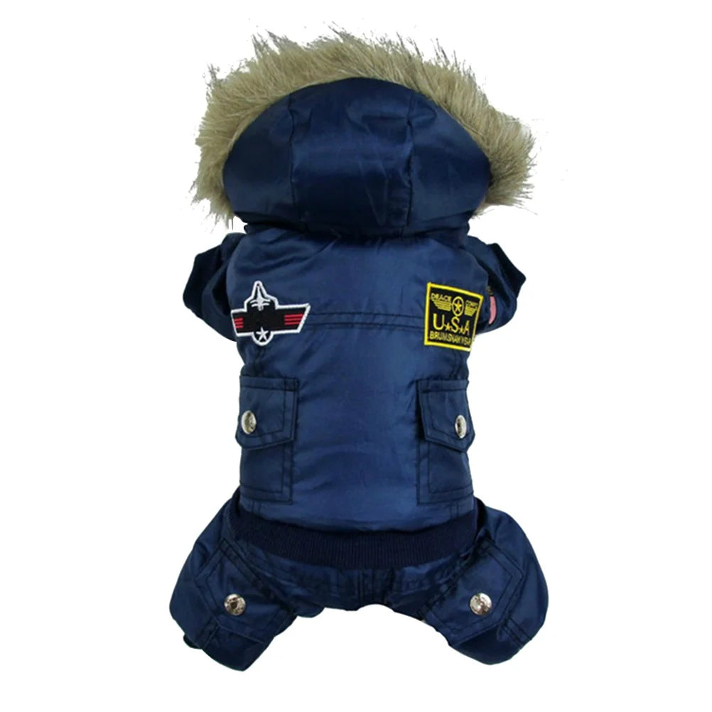 the FURRY COAT - Winter Warm Windproof USA Dog/Puppy Coat Hoodie Outwear S Blue, Comfortable Wear Indoors/Outdoors Pet Clothes