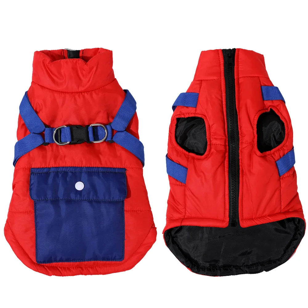 Pet Dog Jacket For Small Medium Dogs Cats With Harness Winter Warm Puppy Clothing Waterproof Coat Yorkshire Bulldog Pug Clothing