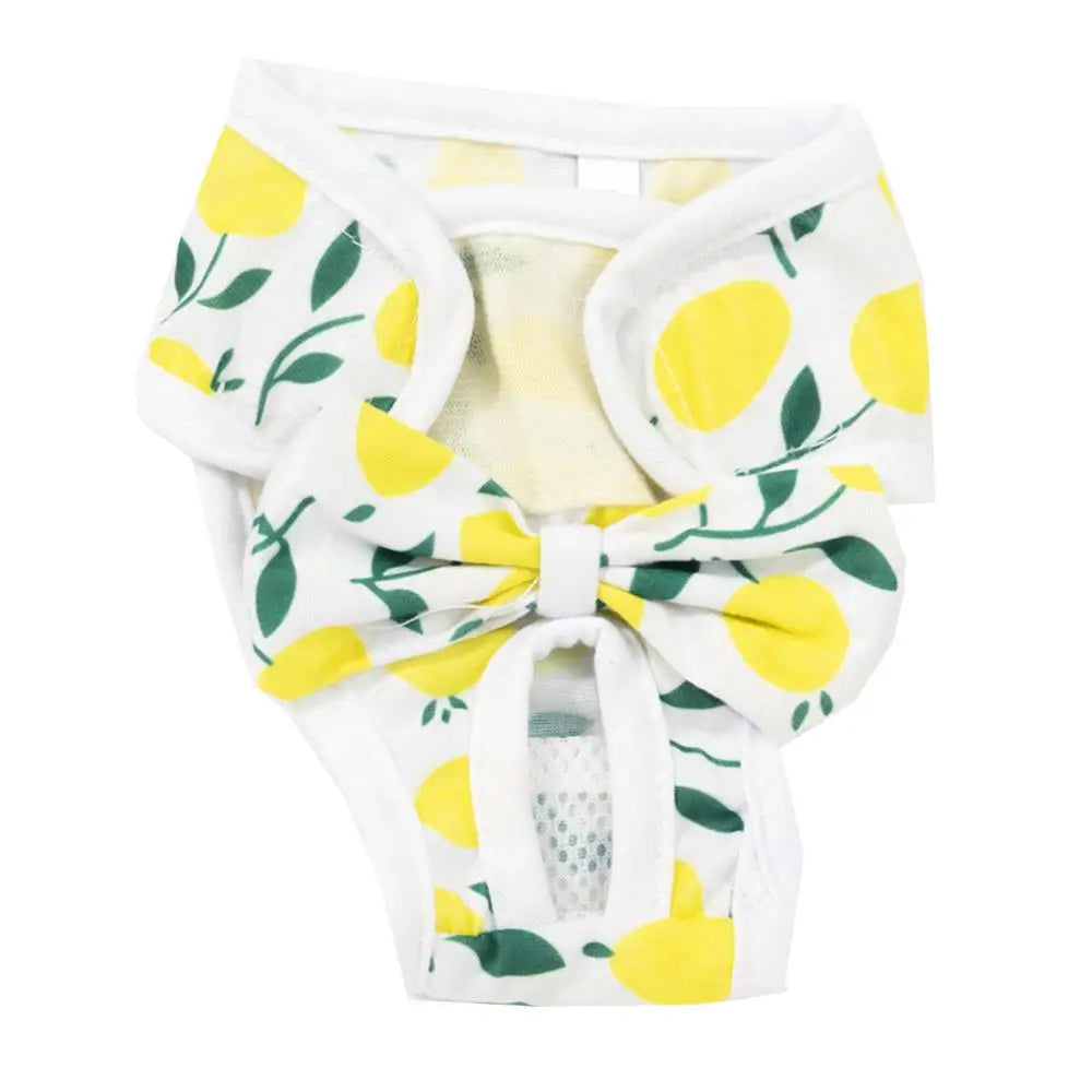 the HAPPYPRINTS PET PRINTS - Cartoon Print Dog Diaper, Physiological Pant Sanitary Puppy Shorts/Underwear, Small/Medium Dog/Cat Pants, Female Dog Panties