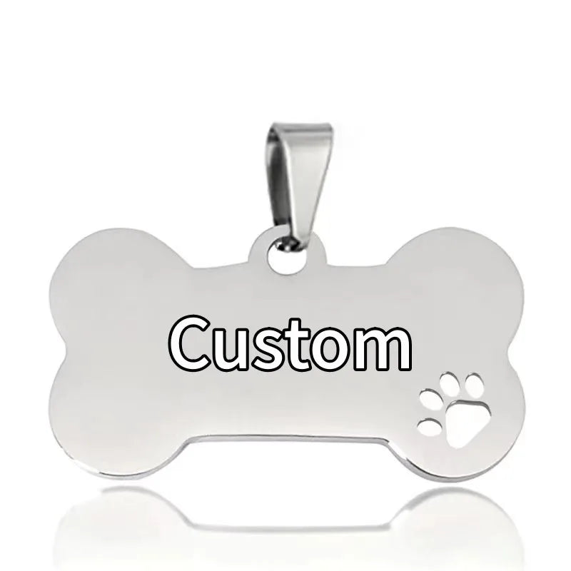Personalized Dog Tag Stainless Steel Custom Engraved Bone Dog Charm For Pet Collar Dog Id Name Tag Gift Pendant Supplies Jewelry