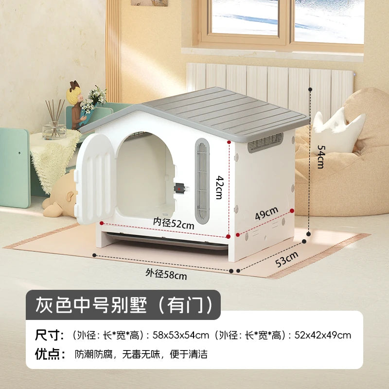 the ADORABLE ADOBE - Indoor/Outdoor Dog Villa, Winter Warm Rainproof Windproof Kennel, Small/Medium Dog Teddy/Corgi Doghouse