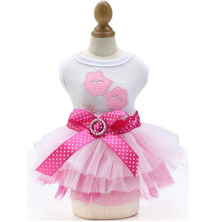 Pet Dress Dog Skirt Eye-catching Breathable Cotton Pretty Bow Knot for Summer Dog Clothes Dresses for Dogs