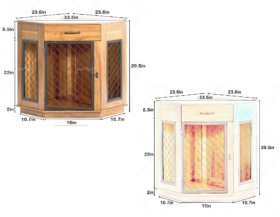 the CRATE CORNER - Best Seller Furniture Dog Crate Corner, Dog Kennel Corner Wooden End Table, Pet Crates Corner Side Table for Dogs